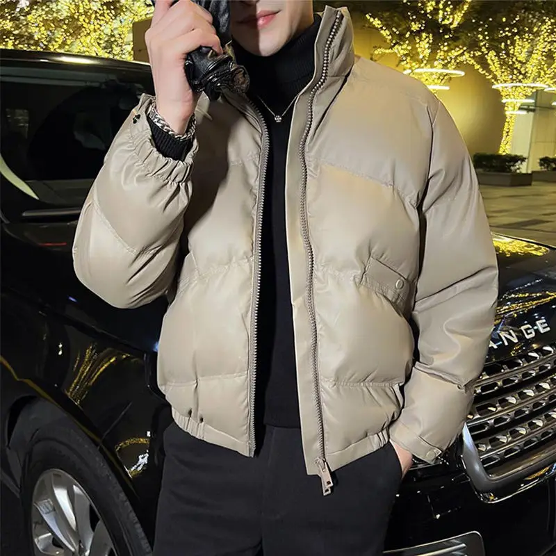 Male Wintertime Fashion Brand Ruffian and Handsome Loose Thickening Type Stand-up Collar Jacket Motorcycle Jacket Padded Jacket