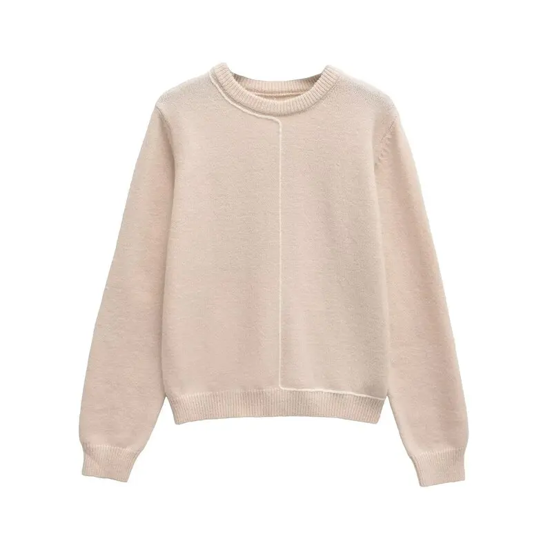 2024 Herfst Nieuwe Gebreide Lange Sve Ronde Ne Trui Kleur Blo Dames Faion Veelzijdige Pendelen Sle Normale Lengte