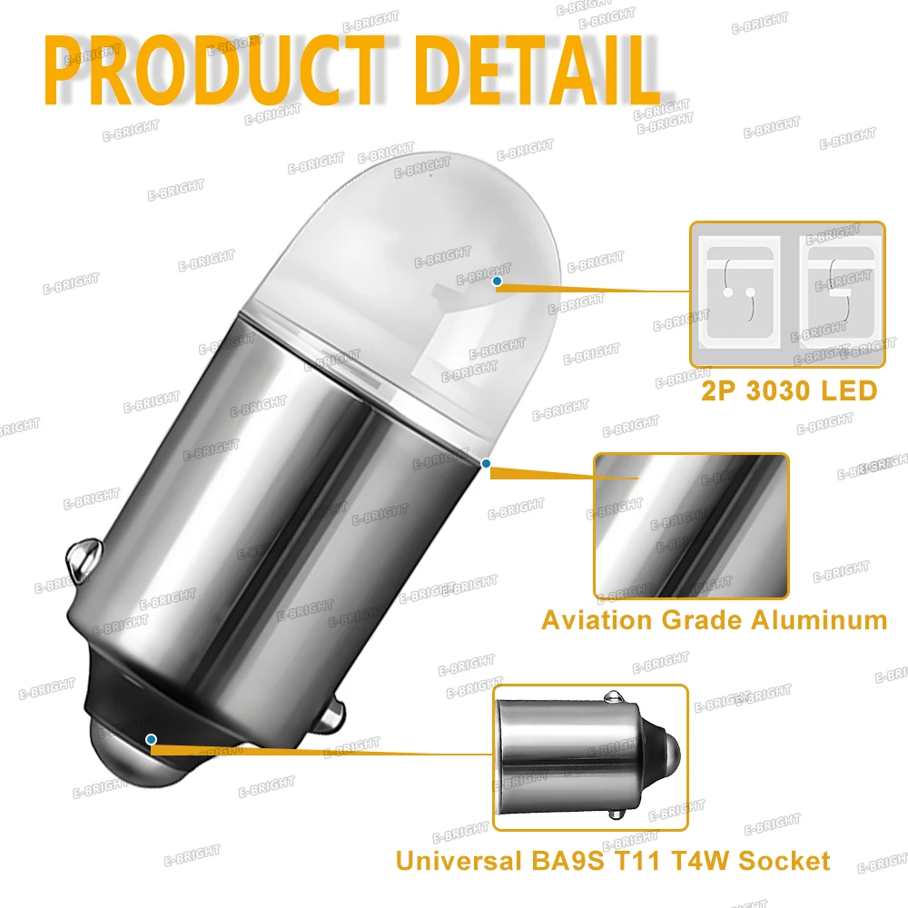 4P AC 6V 6.3V 12V بدون قطبي # 44 # 47 T11 H6W T4W BA9S # 44 # 47 LED لمبة مصباح يدوي آلة الكرة والدبابيس ضوء لعبة سيارة لعبة الضوء #5
