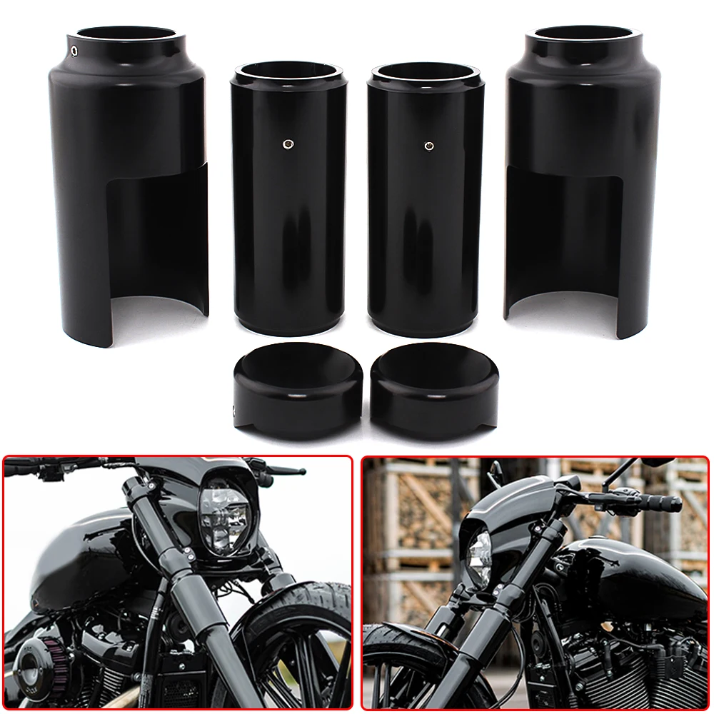 Motorcycle Full Front  Fork Cover Upper Lower Fork Cover Tube Cap Set For Harley Softail Street Bob Low Rider Breakout 2018-2022