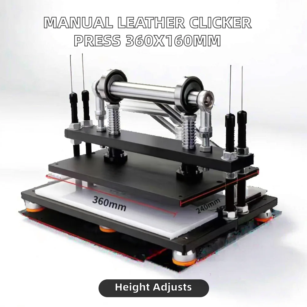 Leather Cutting Press Machine 360*240mm with Manual Clicker Featuring Essential Components Gearbox Motor Bearing