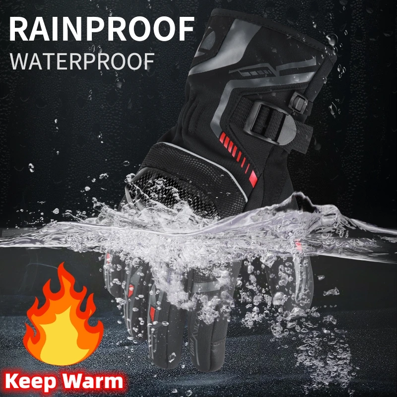 

Winter Waterproof Motorcycle Gloves for Men Women Warm Touchscreen Riding Gloves for ATV UTV Road Racing Snowmobile Gloves