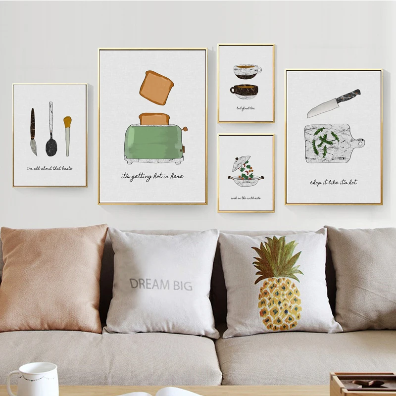 Coffee Cake Food Nordic Canvas Art Print Poster Kitchenware Painting Restaurant Decorative Pictures for Living and Dining Room