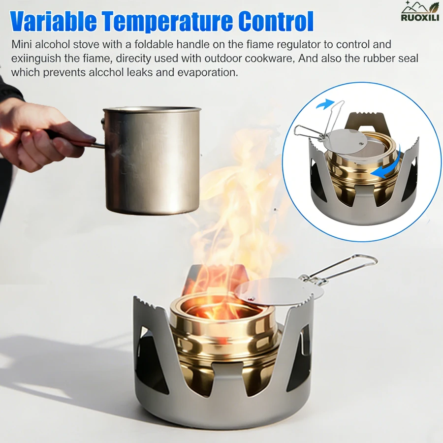 

Portable Mini Alcohol Stove Burner Adjustable Firepower Stove Aluminum Alloy Bracket Ultralight Camping Stoves