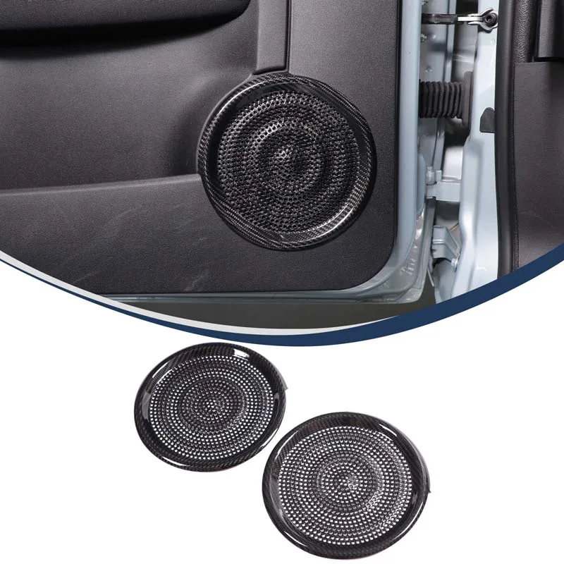 

For Fiat 500 2016-2025 Real Hard Carbon Fiber Front Door Horn Audio Sound Loudspeaker Grid Cover Sticker Trim Accessories