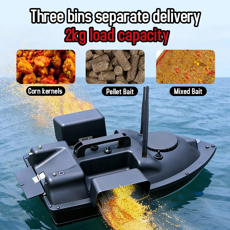 GPS Auto Return Cruise Sonar Fish Finder High Speed Remote Control Fishing Boat 500M 3 Hopper 2KG Load LED Lighting RC Bait Boat