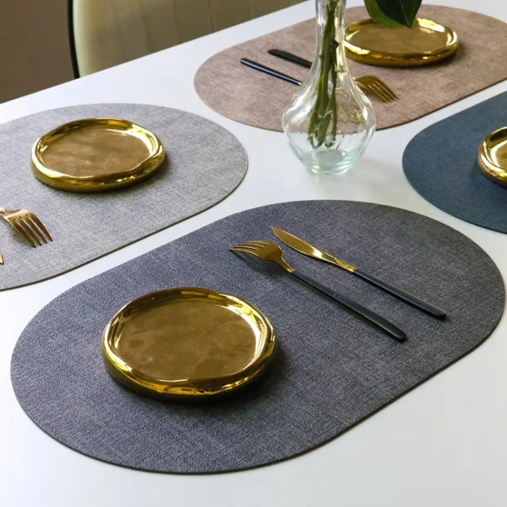 

1/4/6pcs PU Modern Placemats Dining Table Waterproof Table Mat,Heat Insulation Leather Place Mats Set,Nordic Style Cup Mat