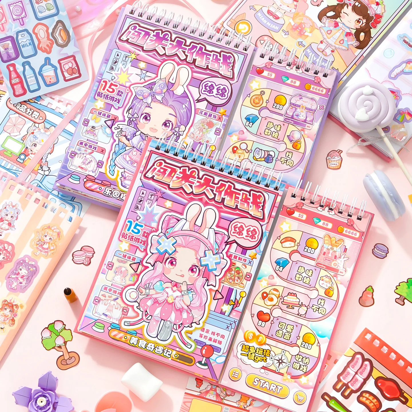 

Kawaii cute girl 3D Gourmet Adventure Dress-up game change Sticker book DIY Dress-up game change festival gift ﻿