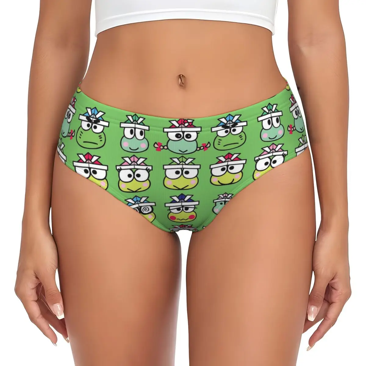 Custom Keroppi Cute Brief Panties Womens Breathable Cartoon Underwear