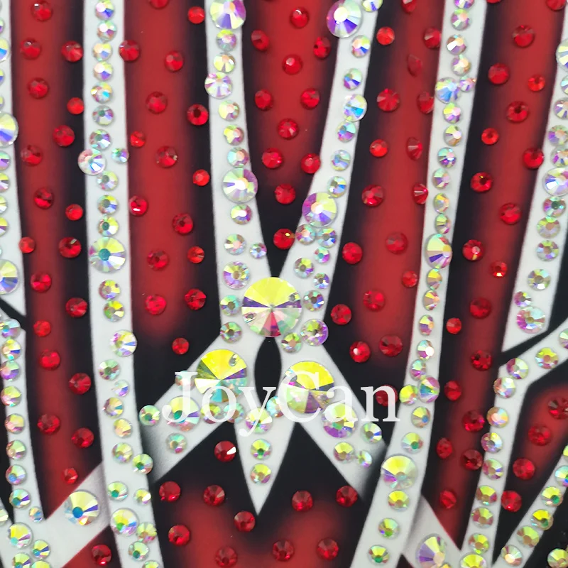 JoyCan Rhthmic Gymnastics Leotards Girls Women Red Spandex Elegant Dance Wear for Competitiion