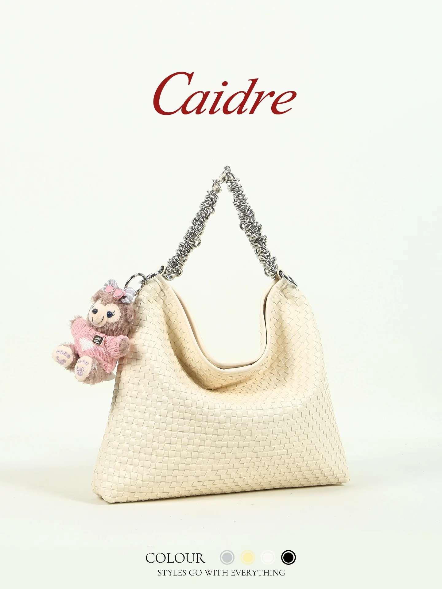 

Caidre Spring Summer Women's Handwoven Tote Bag Commute Work Chain Handle Shoulder Crossbody Bag Soft PU Leather Color
