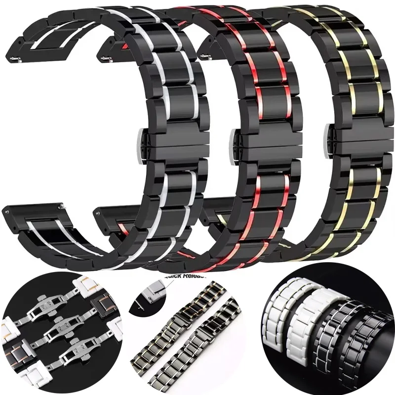 Correa de Metal Cerámico para Garmin Venu 3/2, Forerunner 965, 265, 165, 955, para Garmin Approach S50, Vivoactive 5, Brazalete de 20mm y 22mm