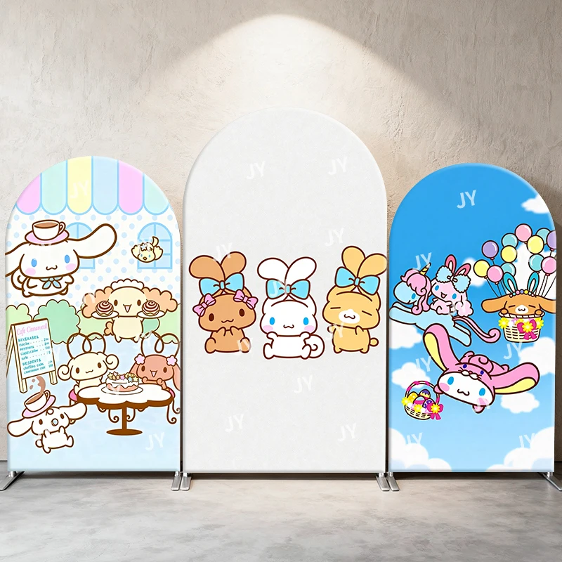 

Cinnamoroll Sanrio арочный фон для кафе, вечеринки, воздушный шар, милый мультфильм, декор для фотобудки на день рождения и детский душ