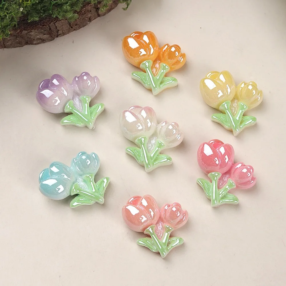 10pcs Mini Kawaii Cute Flower Plant Flat Back Cabochons Scrapbook Diy  Party Hairpin Accessories Home Decoration Craft