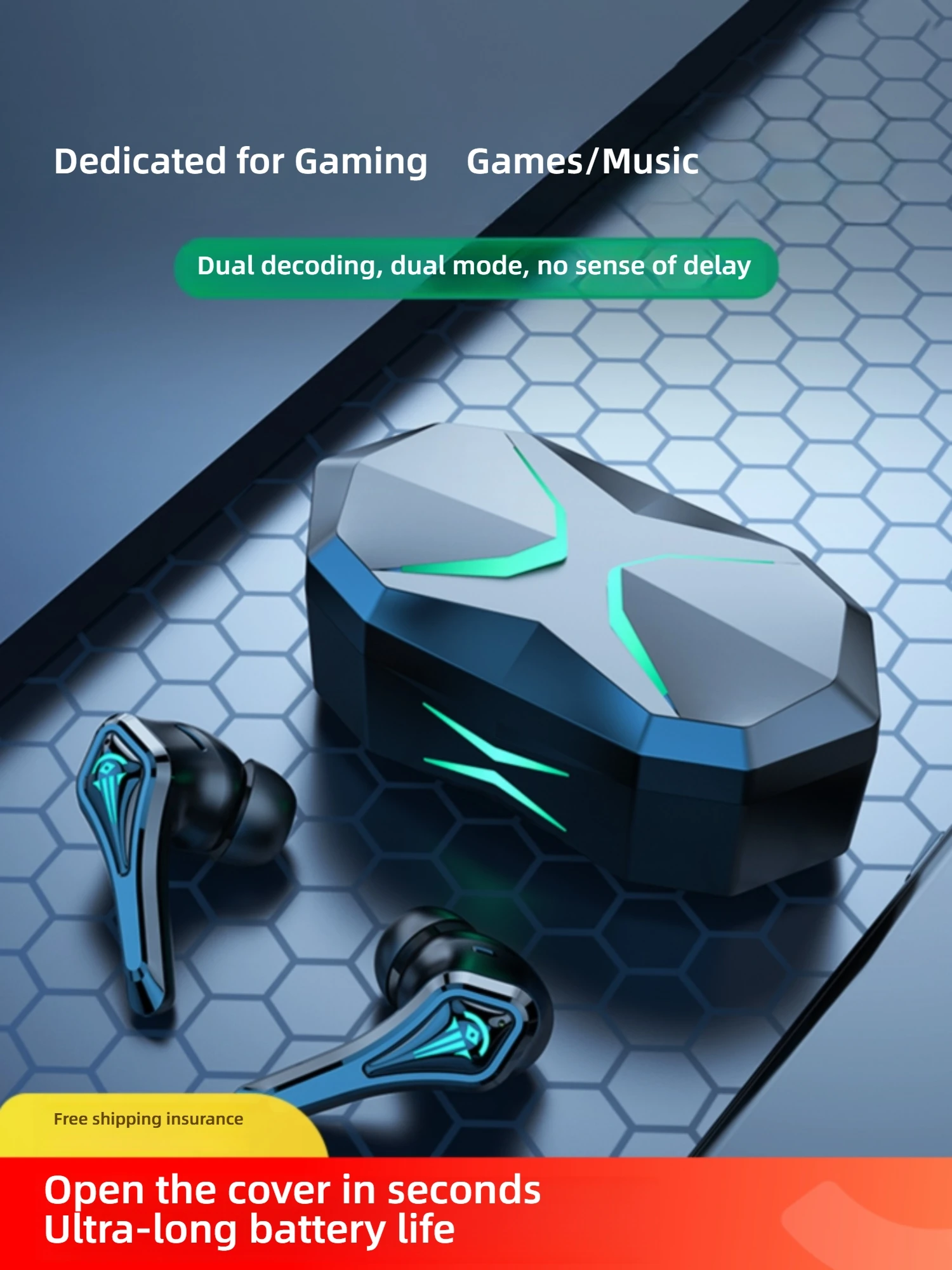 

Gaming Dedicated No Latency Bluetooth Wireless Headpone 2024 Electric Eating Chicken High-end HiFi In-Ear Earbuds Nice Earphone