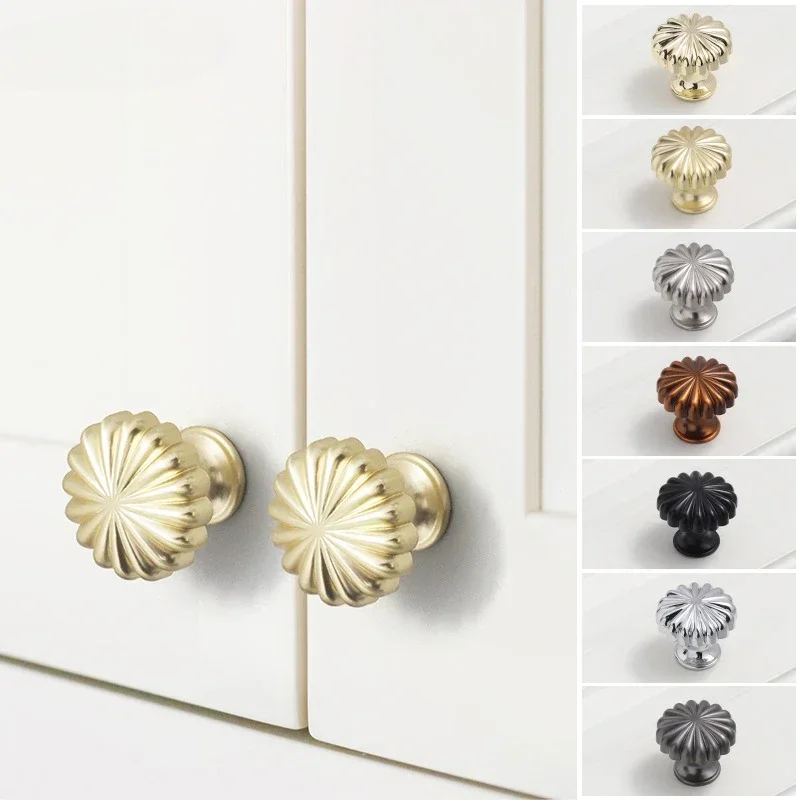 Simple Pumpkin Handles for Furniture Zinc Alloy Cabinet Wardrobe Door Drawer Knob Single Hole Single Button Small Handle