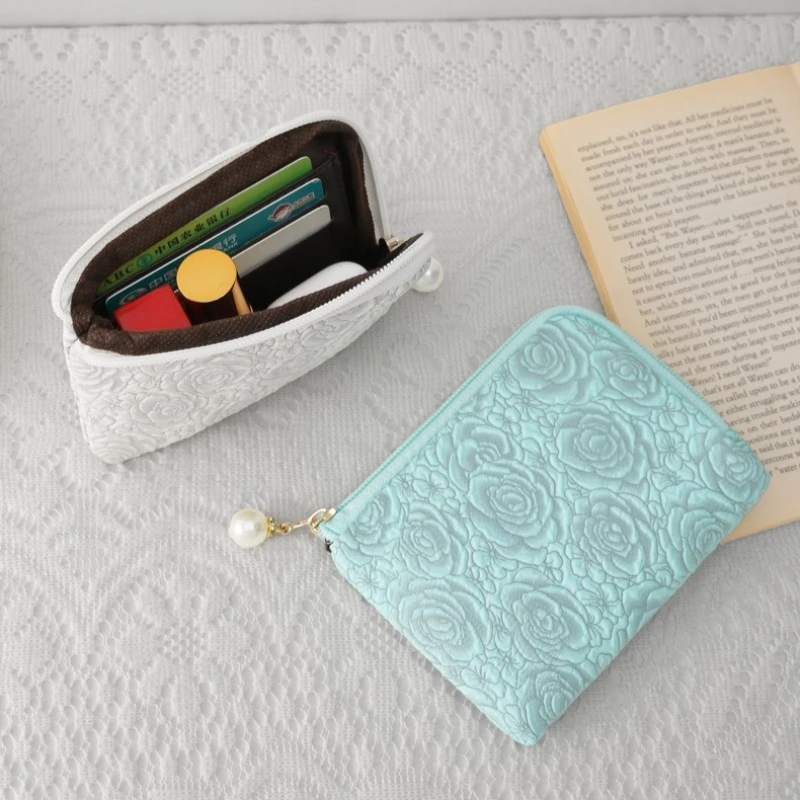 Fashion Flower Mini Coin Purse Multifuctional Korean Style Small Lipstick Bag Jewelry Packing Bag Card Holder Women Wallet