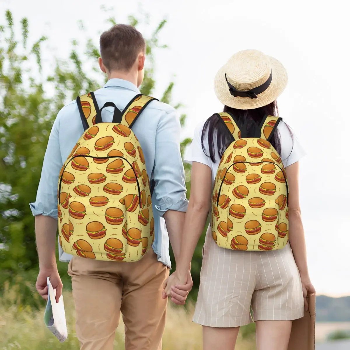 Burger Pattern Backpack Hot Sale Daypack Large Capacity Kids BookBag School Bag Shoulder Bags for Men Women