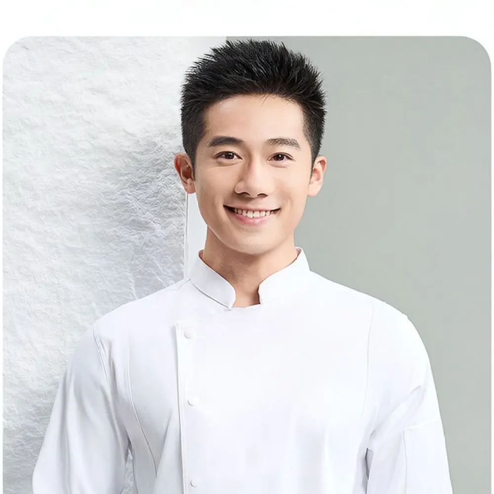 Kitchen Uniform Chef Jacket Unisex Waterproof Elastic Breathable Apparel For Cooking Hotel Restaurant Bakery Work Wear