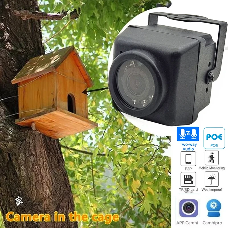 Small Outdoor Mini IR IP POE Cameras Night Vision IPC Wide Angle Audio Video Security Camera Surveillance P2P On vif Bird Cage