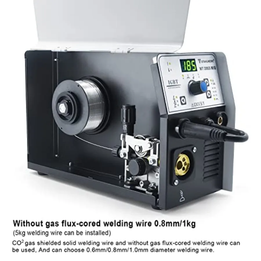 ماكينة لحام 185A 3in1 MIG للمشروعات الصناعية واليدوية: تدعم Flux Core MIG Lift TIG ولحام عصا بجهد مزدوج 110 فولت