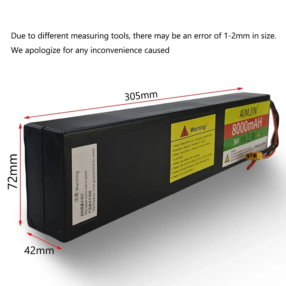 

36V 10S3P Battery Pack XT60+JST interface Battery 8000mAH Rechargeable lithium-ion batteries