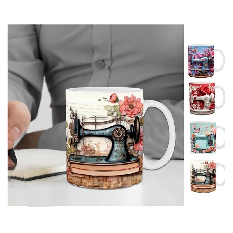 3D Sewing Machine Painted Mug Coffee Mug Creative Tea Milk Mugs Water Cup Birthday Christmas Gifts For Sewing Lover A 9.5 X 8CM