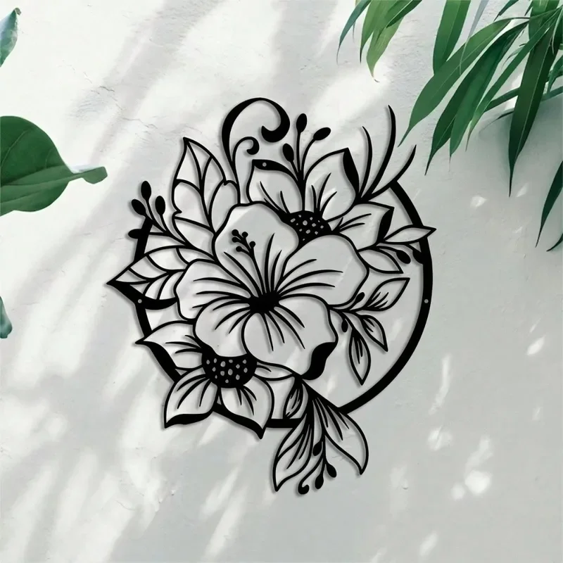 CIFBUY Iron Wall Art Metal Lily Floral Hanging Decor Elegant Nature Design Ornament For Living Room Home 1pc