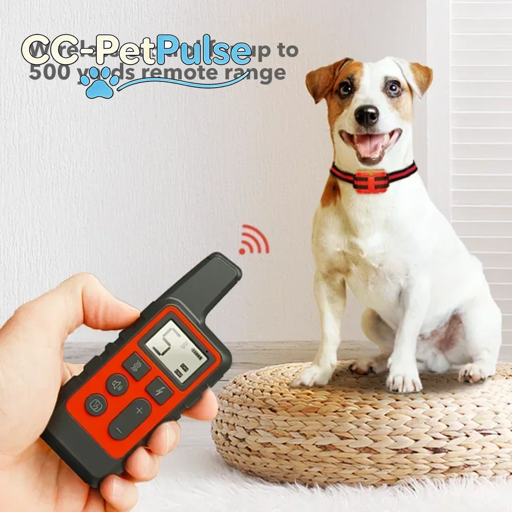 

Электронный ошейник для собак CC-PetPulse с дистанционным управлением на 500 ярдов, водонепроницаемый ошейник для дрессировки собак с функцией предотвращения лая, вибрационный и звуковой тренажер