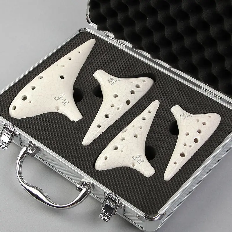 12 Hole Ocarina Set, 4PCS AC SF SG SC Professional Performance Teaching Ocarinas, Ceramic Wind Instrument