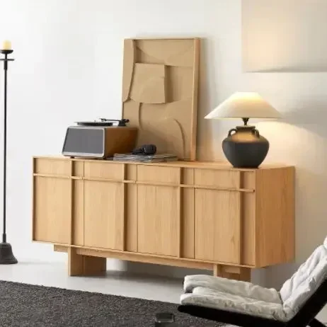 Nordic solid wood dining sideboard, antique quiet wind storage cabinet