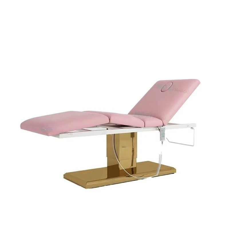 

Новинка! Роскошная массажная кушетка с золотым основанием, электрическая косметологическая кровать для наращивания ресниц, спа-процедур и ухода за лицом для салонов красоты