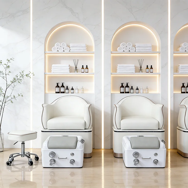 eh-New Arrival Nail Salon Equipment Foot Care Spa Luxury Modern Simple Design Beauty Shop Pedicure Chair with Discharge Pump@