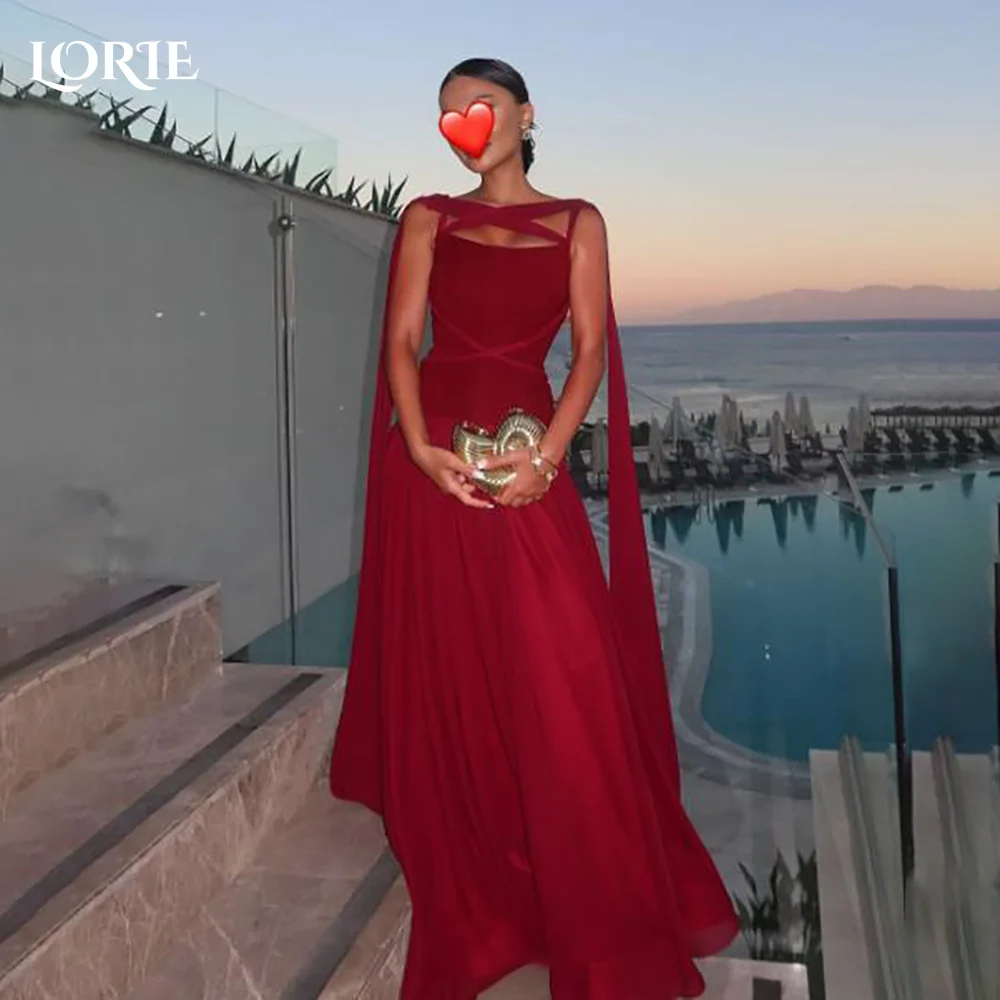 

LORIE Modest Crepe Evening Dresses Elegant Halter Deep V Neck Pleats Mermaid Arabia Prom Gown Ruffle Party Dresses Customized