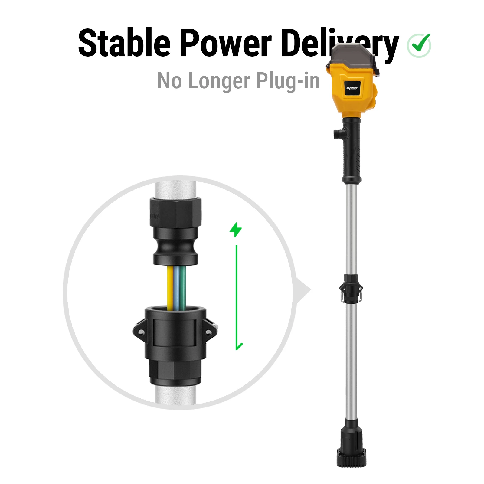 Cordless Stick Water Transfer Pump Compatible with Dewalt 18V 20V for Makita 18V Battery Brushless Deep Well Pump(tool only)