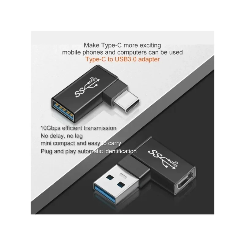 OTG Adapter USB Male to Type-C Female PD Elbow High-speed Transmission Type-C to Usb3 0 Female Converter Gadgets Cables