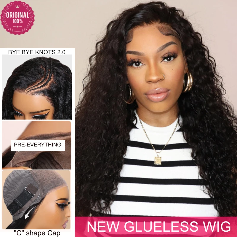 

Beautyforever Real Water Wave Glueless Human Hair Wig 13x4 Pre Cut Lace Wear and Go 7x5 Glueless Wig Easy Install Secure Cap