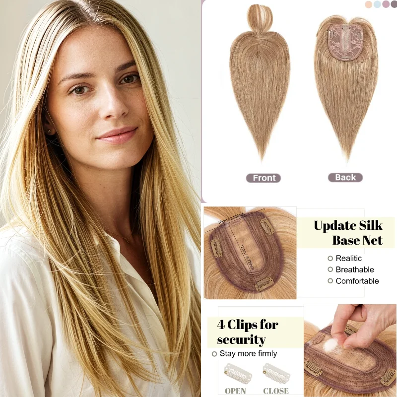 Lace Front Topper Women Human Hair With Bangs & Middle Part | 8x12inch 12inch For A Comfortable Fit All Day