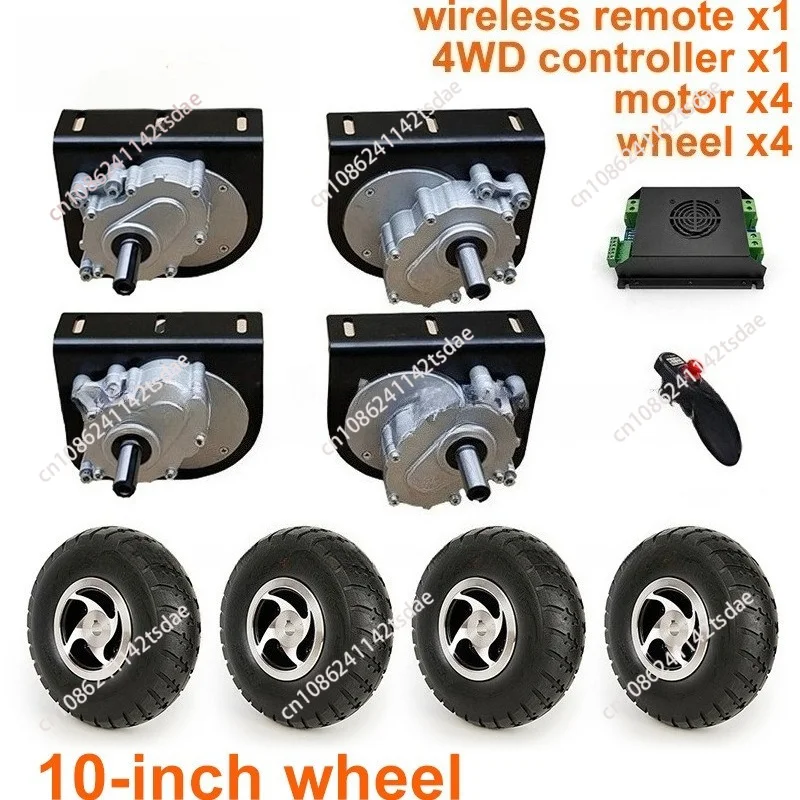 10 Inch 24V 1000W 4WD Motor Kit, Solid Wheel 4.10/3.50-4 With Wireless Remote Controller