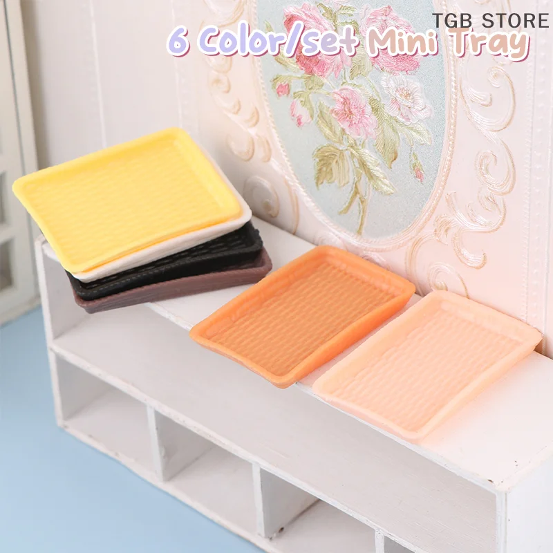 Plato de cena de 6 uds., plato de postre, bandeja de comida, modelo de cocina 1:12, decoración en miniatura para casa de muñecas, accesorios para casa de muñecas de juguete