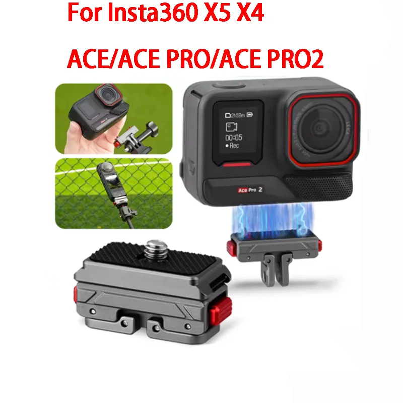 

Camera Quick Release Mount for Insta360 X5 X4/X3/X2/Ace Pro 2/Ace/Ace Pro Magnetic Adapter Mount Aluminum Alloy Base Accessories