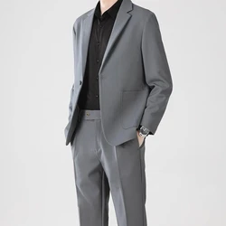 Full Suit for Men Dress Business Korean 2 Piece Outfit Set Man Formal Pants Ceremony Elegant Spring Autumn Blazer New In Casual