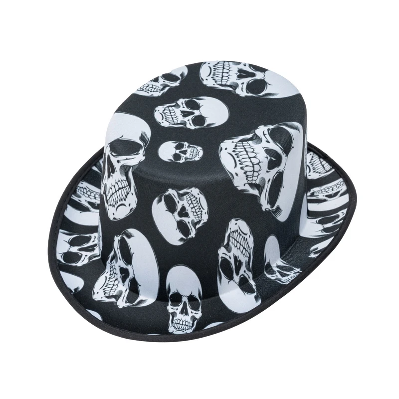 GEMVIE Classic Black Felt Top Hat Women Men Skeleton Magician Top Hat Novelty Costume Hat for Party Dress Up