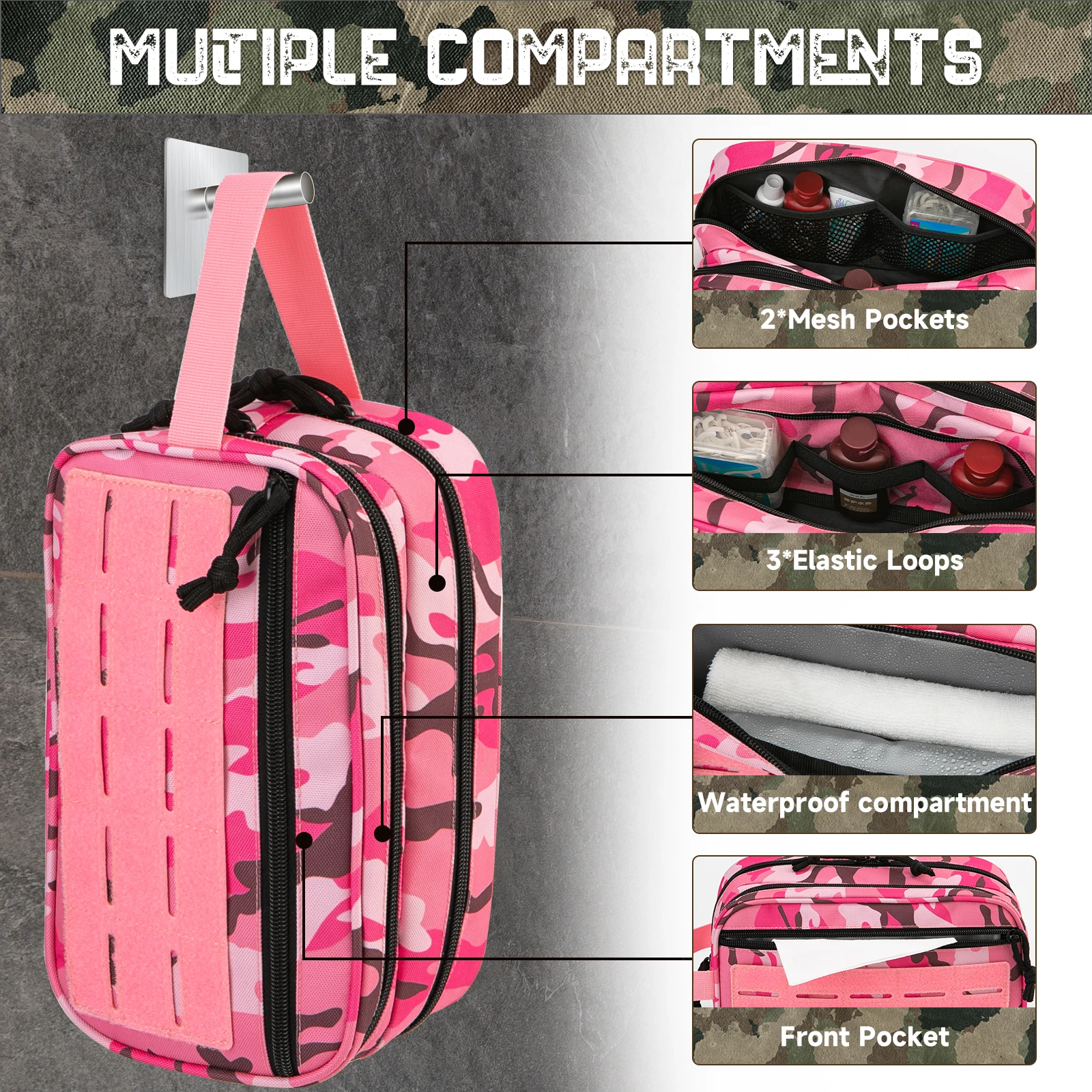 Neceser táctico MOLLE – Bolsa de higiene viaje EDC unisex - imagen 5