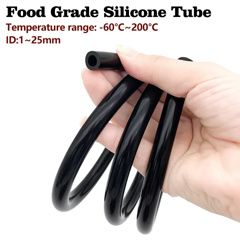 

2M Food Grade Black Silicone Rubber Hose 2 3 4 5 6 7 8 9 10 11 12 14 16 19-31 mm Out Diameter Flexible Silicone Tube
