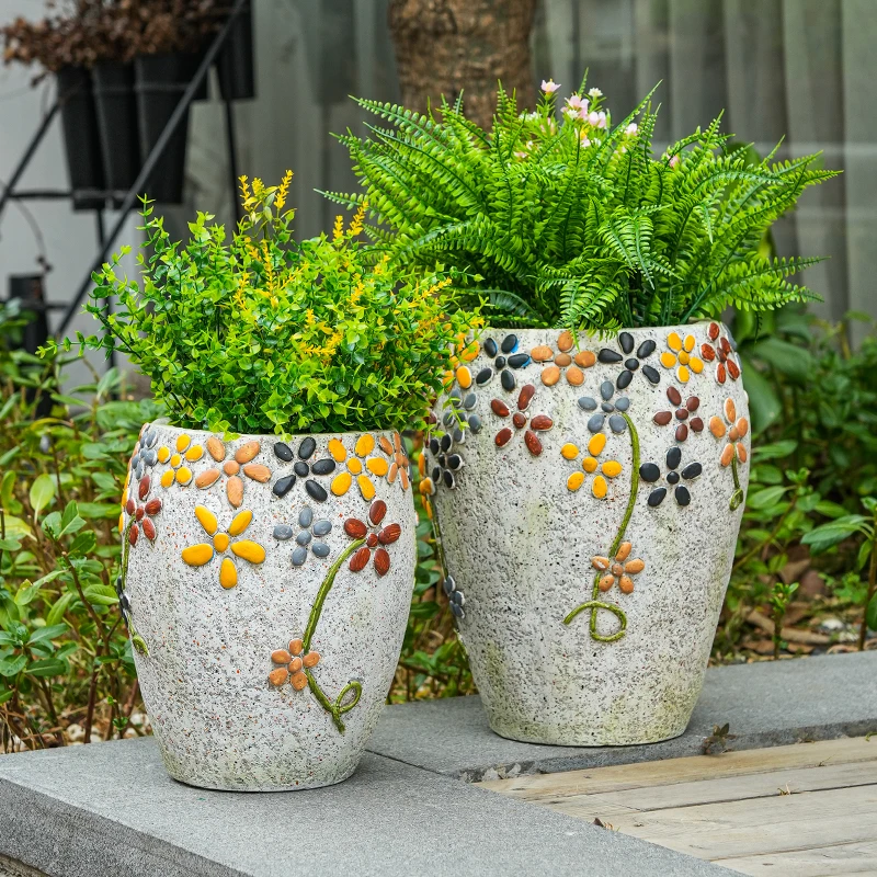 

Large stone flower pot creative garden decoration ornaments outdoor villa garden yard balcony terrace arrangement