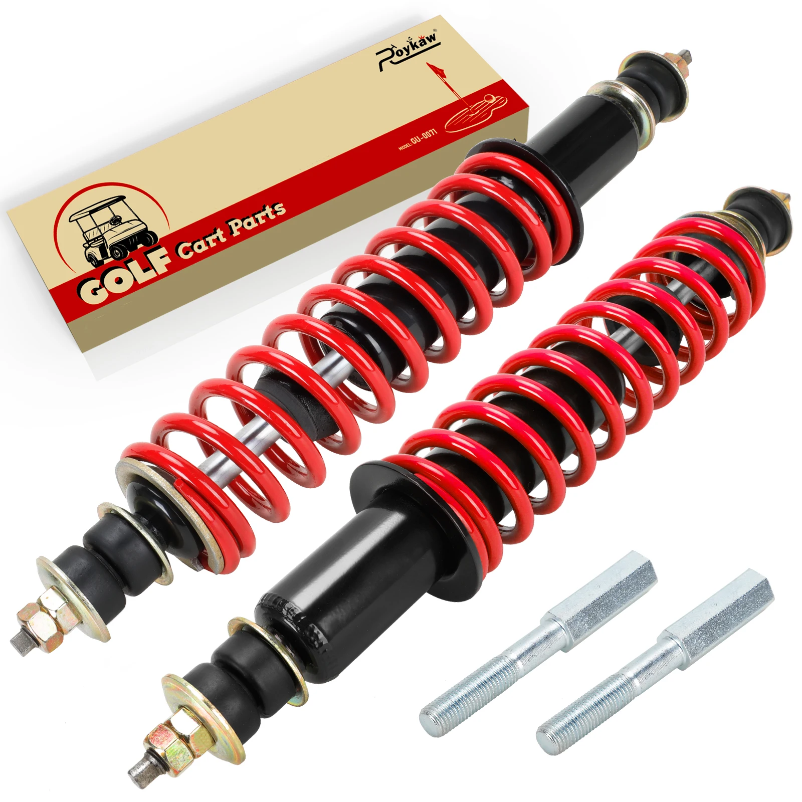 Roykaw Golf Cart Front/Rear Shock Absorbers Kit Heavy Duty Coil Over Shocks for EZGO TXT/Medalist 1994-up Gas & Electric Models