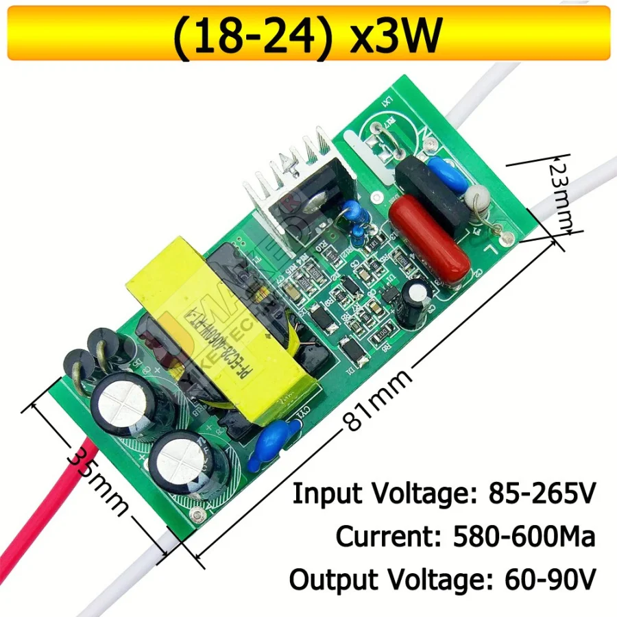 10pcs  600mA Constant Current  AC85-277V LED PCB Driver  Lighting Transformers Power Supply for 3w high power chip bead lamp