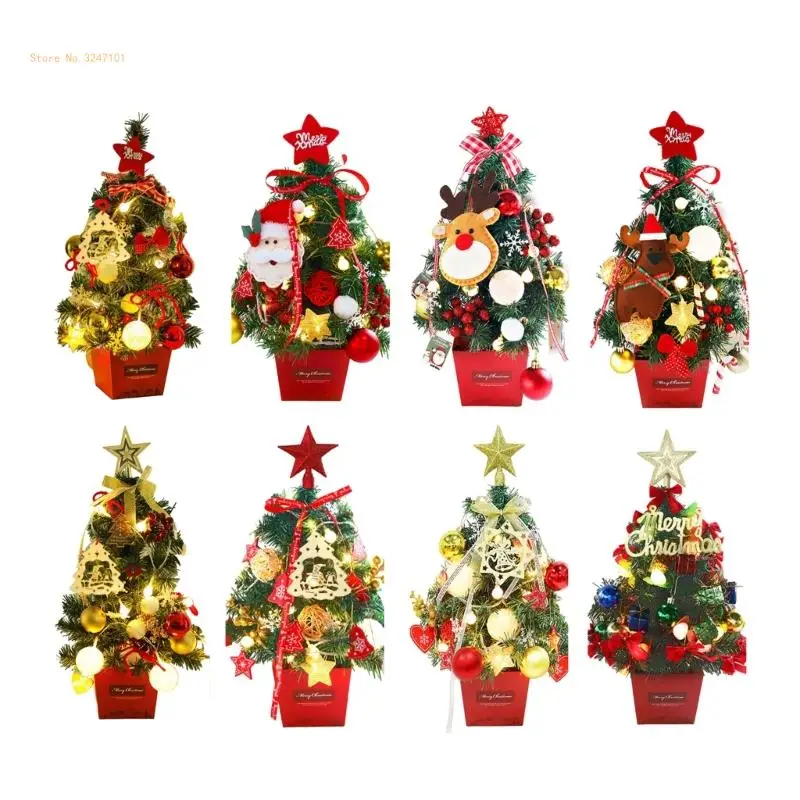 

1 шт. настольная рождественская елка с яркими светодиодными лампочками, аксессуары для украшения дома, стильный праздничный для