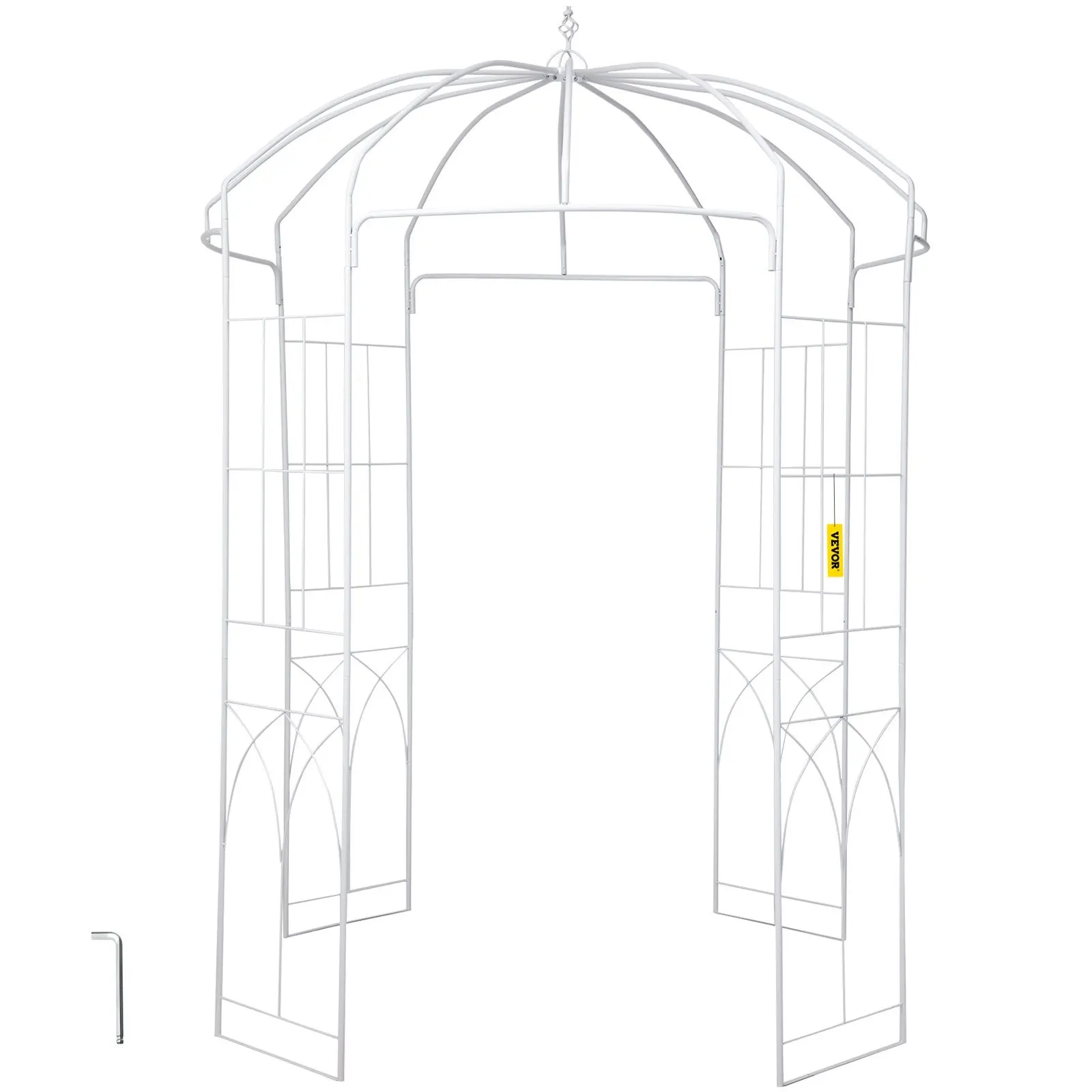 

Wedding Arch Trellis for Climbing Vines in Outdoor Garden, Birdcage Shape Garden Arbor, Lawn, Backyard, Patio, White